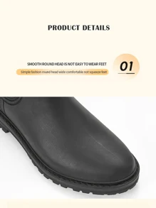 Women All-Season Solid Color PVC Waterproof Non-Slip Rain Boots - Black - View 3