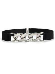 1pc Women's Minimalist Metal Chain Elastic Waist Belt, Suitable For Dresses, Coats, And Pants, Versatile Daily Accessory Summer, School Fall, Autumn, Halloween