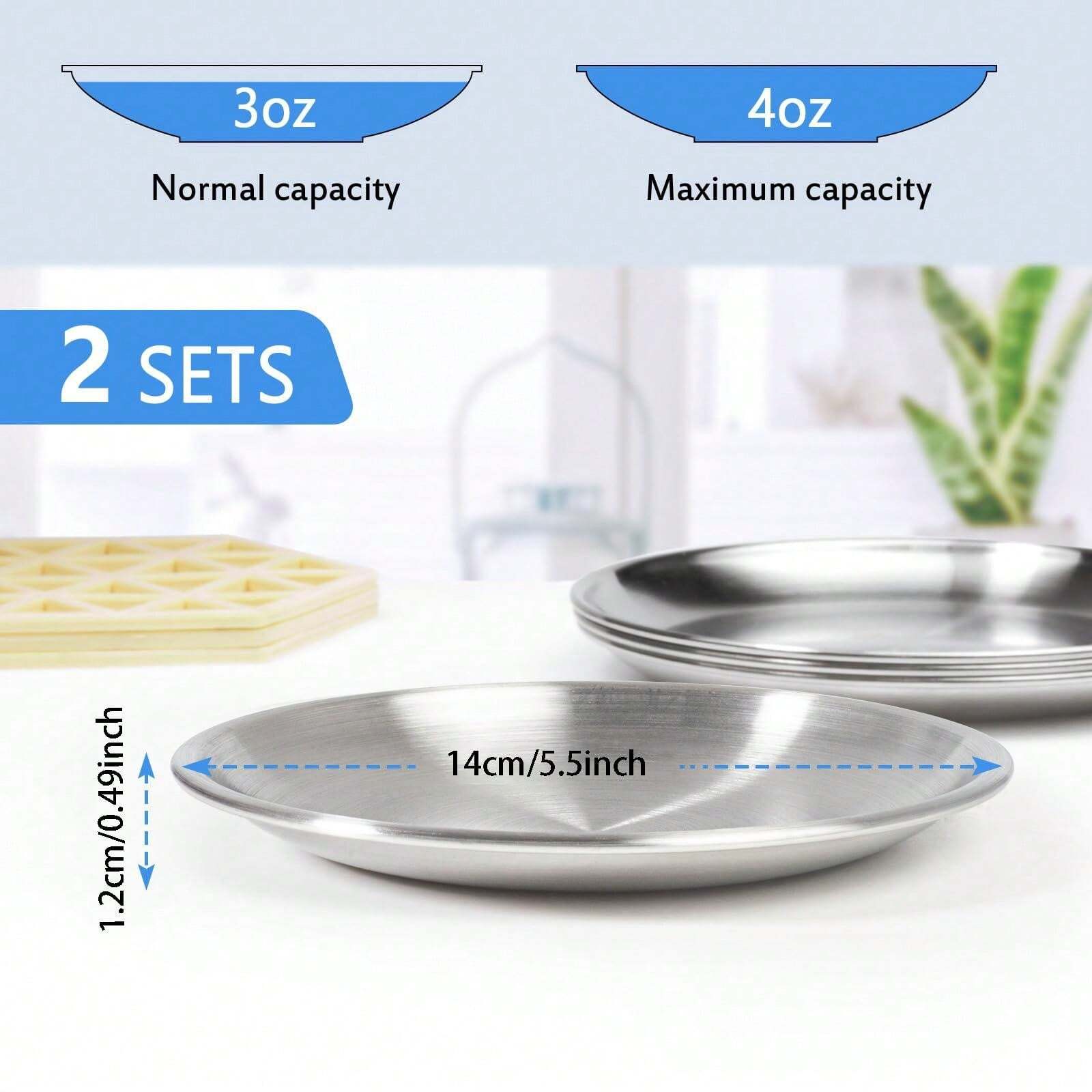 2 Pcs Wide Friendly Cat Dishes Set , Stainless Steel Cats Bowls