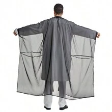 Arab, Men's Lightweight Semi-Sheer Long Robe Cloak - Black - View 7
