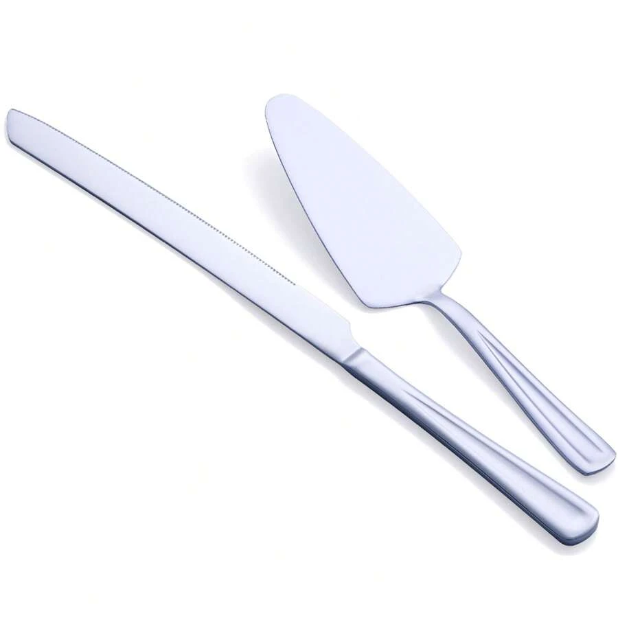 Pastry Cake Pie Knife And Server Set, Stainless Steel Spatula Pizza Cake Cutter Set For Wedding, Birthday, Parties - Silver - View 1