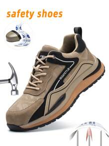 Anti-Crush Steel Toe Casual Safety Shoes, Fashion, Lightweight, Soft, Durable, Suitable For All Seasons, Men's Sports Sneakers