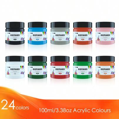 100ml/3.38oz Various Color Acrylic Painting Pigments, With Bright Colors, Delicate Paste, Strong Coverage, DIY Hand Drawn Wall Painting,Can Be Painted On Fabrics, Rocks, Glass, Stones, Ceramics, Models, And Wooden Objects,Suitable For Beginners,For Adults Artists Canvas Crafts Wood Craft Supplies & Materials,Hobby Painters, Adult, Classroom Student Gifts Ideal ,School Supplies,Mother's Day,Mom's Gift,Back To School,School Supplies