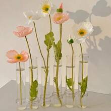 6 Tubes/8 Tubes Creative Foldable Vase Set With Hinge Design Including Hook And Brush,DIY Glass Test Tube Plant Terrarium Flower Pots Desktop Plant Terrarium For Hydroponic Plants Home Garden Wedding Decoration Gifts Birthday Graduation