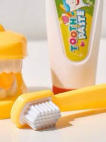Children's Dentist Kit Educational Toy Tooth With 4 Pieces Pretend Play - 黃色 - 查看 3