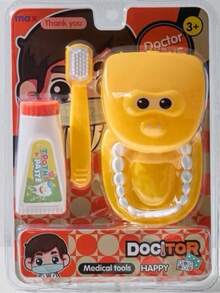 Children's Dentist Kit Educational Toy Tooth With 4 Pieces Pretend Play - 黃色 - 查看 7