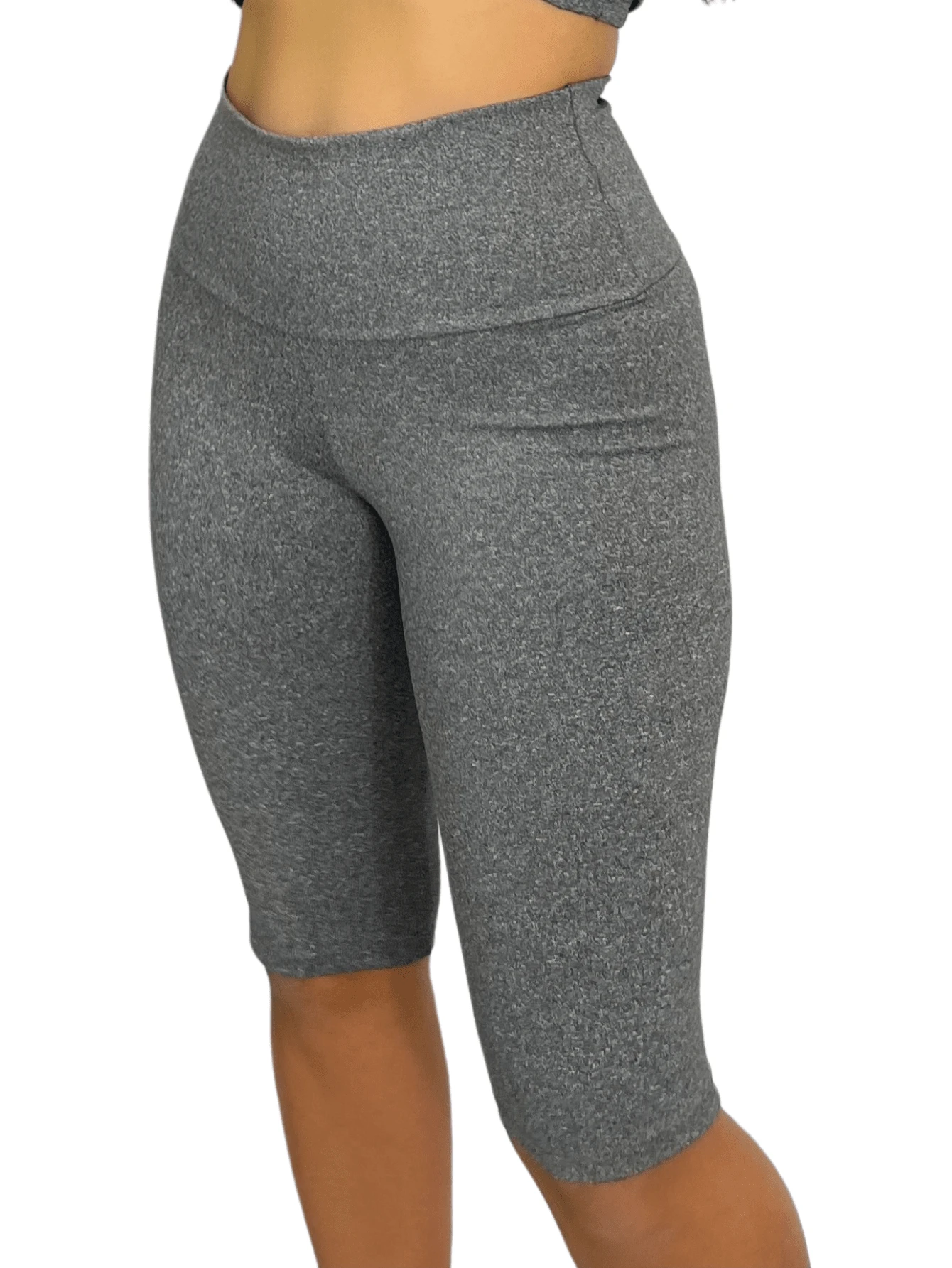 Women's Bermuda Shorts High Waist Suplex Long Plain Fitness Fashion Gym Cycling Bermuda Shorts Leggin MAYU MODAS - Xám - Xem 1