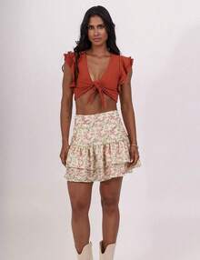 Short Satin Skirt In Cherry Pequiá - Màu vàng - Xem 3