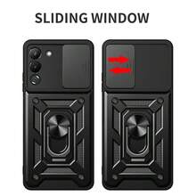 带支架的手机壳适用于 Infinix Note30pro、Infinix Note 12 G96、带滑动窗口和光滑装甲的防摔手机壳适用于 Infinix Zero 20 Tecno Spark GO 2023 - 黑色 - 查看 4