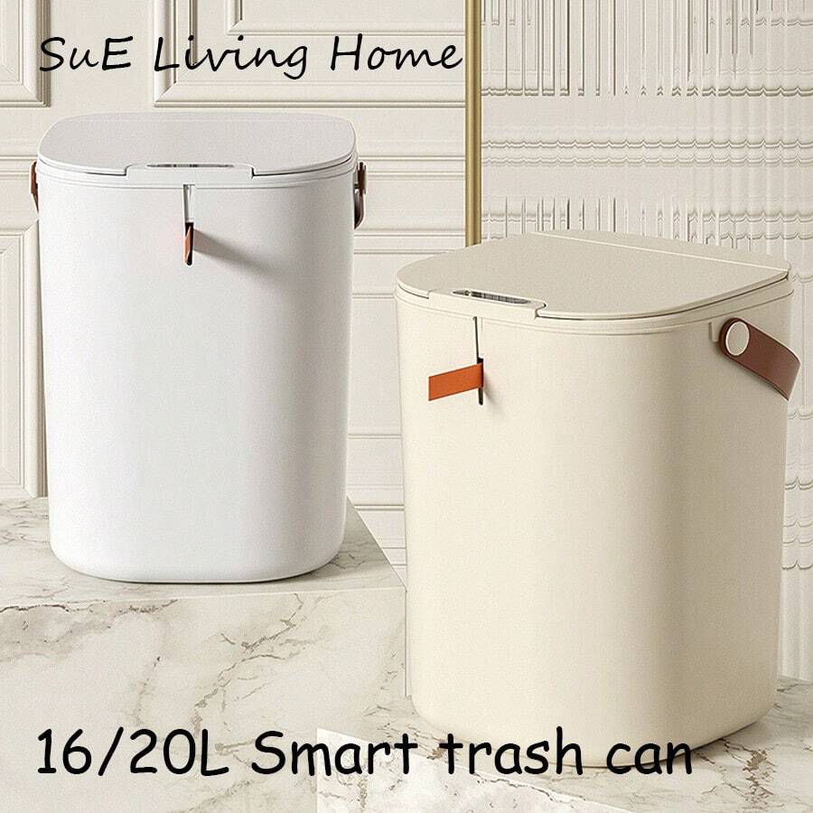 SuE 20L Kitchen Trash Bin Bathroom Touch Can In The Toilet Smart Bucket