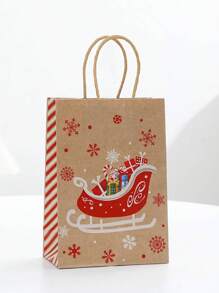 1pc Christmas Gift Paper Bags, Retro Kraft Paper Handbag For Christmas Celebration And Gift Wrapping Christmas Gifts Merry Christmas Christmas Eve Christmas Party - Multicolor - View 13