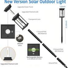 Đèn đường năng lượng mặt trời LED2 lắp ngoài trời, đèn đường năng lượng mặt trời ngoài trời lên đến 12 giờ, chống thấm nước tự động bật/tắt, đèn sân vườn năng lượng mặt trời cho bãi cỏ/sân thượng/vỉa hè/lối đi xe/sân trong/vườn/trang trí cảnh quan ngày lễ Giáng sinh - ánh sáng đa sắc - Xem 8