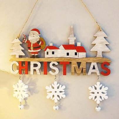 1/3件木制工艺品，可爱圣诞老人设计，家居装饰挂件，圣诞派对礼物 - 新款木制圣诞字母挂盘，各种款式木制圣诞装饰品 - 圣诞装饰雪花铃铛挂件，家居和餐厅门挂木制工艺品，圣诞礼物冬季房间装饰圣诞装饰品家居圣诞礼物圣诞装饰