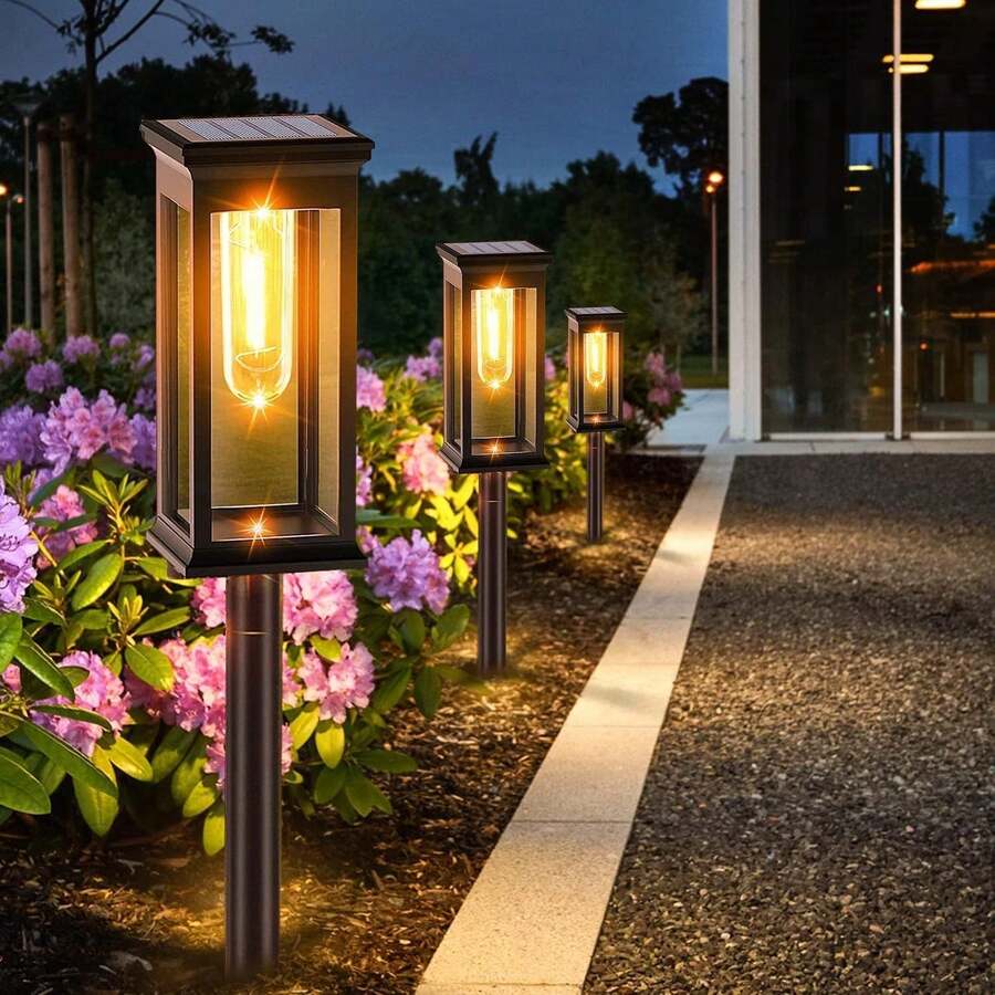 Đèn đường năng lượng mặt trời LED2 lắp ngoài trời, đèn đường năng lượng mặt trời ngoài trời lên đến 12 giờ, chống thấm nước tự động bật/tắt, đèn sân vườn năng lượng mặt trời cho bãi cỏ/sân thượng/vỉa hè/lối đi xe/sân trong/vườn/trang trí cảnh quan ngày lễ Giáng sinh - ánh sáng đa sắc - Xem 1