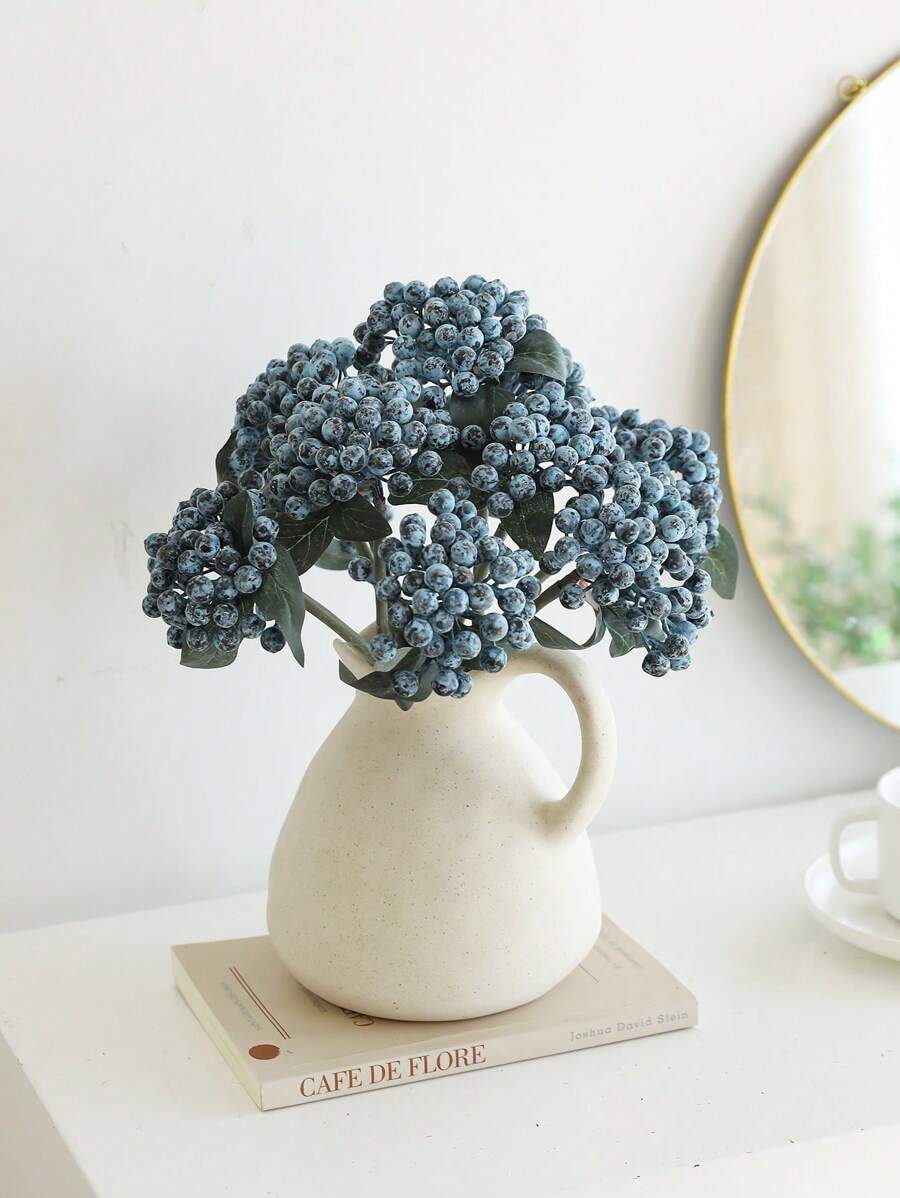 1pc/3pcs/6pcs Artificial Blueberries, Fake Plants, Suitable For Wedding