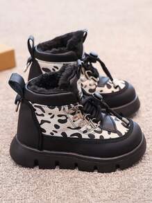 2025 Winter New Kids Outdoor Snow Boots, Waterproof Leather Short Tube Boots, Mid-Large Children's Thick Warm Boots, Anti-Slip