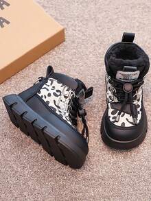 2025 Winter New Kids Outdoor Snow Boots, Waterproof Leather Short Tube Boots, Mid-Large Children's Thick Warm Boots, Anti-Slip