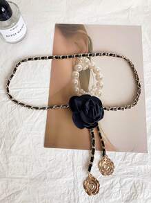 1 件休闲优雅花朵 PU（聚氨酯）女士链条腰带，时尚街头风格装饰腰链配饰情人节夏季、学校 - 多色 - 查看 9