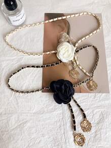 1 件休闲优雅花朵 PU（聚氨酯）女士链条腰带，时尚街头风格装饰腰链配饰情人节夏季、学校 - 多色 - 查看 10