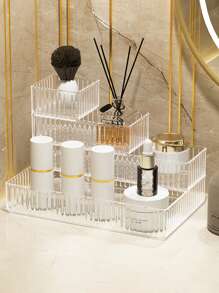 6pcs Wavy Transparent Cosmetics Storage Box Set, Desktop Storage Box, Stackable Storage Box, Bedroom Decoration, Holiday Decoration, Room Decoration, Home Decoration Storage Box - Multicolor - View 7