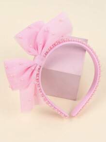 1 pieza Diadema con lazo rojo, blanco y rosa para niñas, elegante banda para el cabello con perlas falsas, accesorio decorativo para el cabello para adolescentes - Multicolor - Ver 12