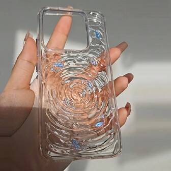 Pure Handmade DIY Ins Koi Personalized Water Ripple Little Whale Good Luck Compatible With Apple 15 Transparent Phone Case 14 Premium Sense Good Luck 13 12 Fall Proof 11