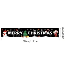 1 件 300 * 50 厘米圣诞横向横幅背景，圣诞老人，雪人，圣诞树图案背景，圣诞节，新年，生日，婚礼，庆祝派对 - 彩色 - 查看 3