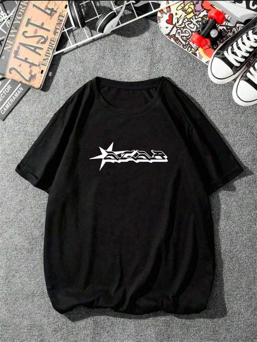 Unisex Star T-Shirt 100% Cotton Streetwear New Release Shipping Various Colors!! - màu đen - Xem 1