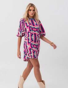 Viscose T-Shirt Dress Aquamarine Purple Pequiá - Màu Hồng baby - Xem 3