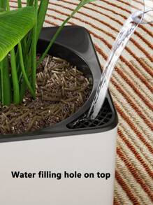1 Pieza, Maceta con indicador de nivel de agua, Maceta autorriego, Maceta cuadrada con depósito de agua, Maceta cuadrada sin agua, Maceta de vivero, Sistema de riego automático para el jardín, Apto para macetas de interior y exterior