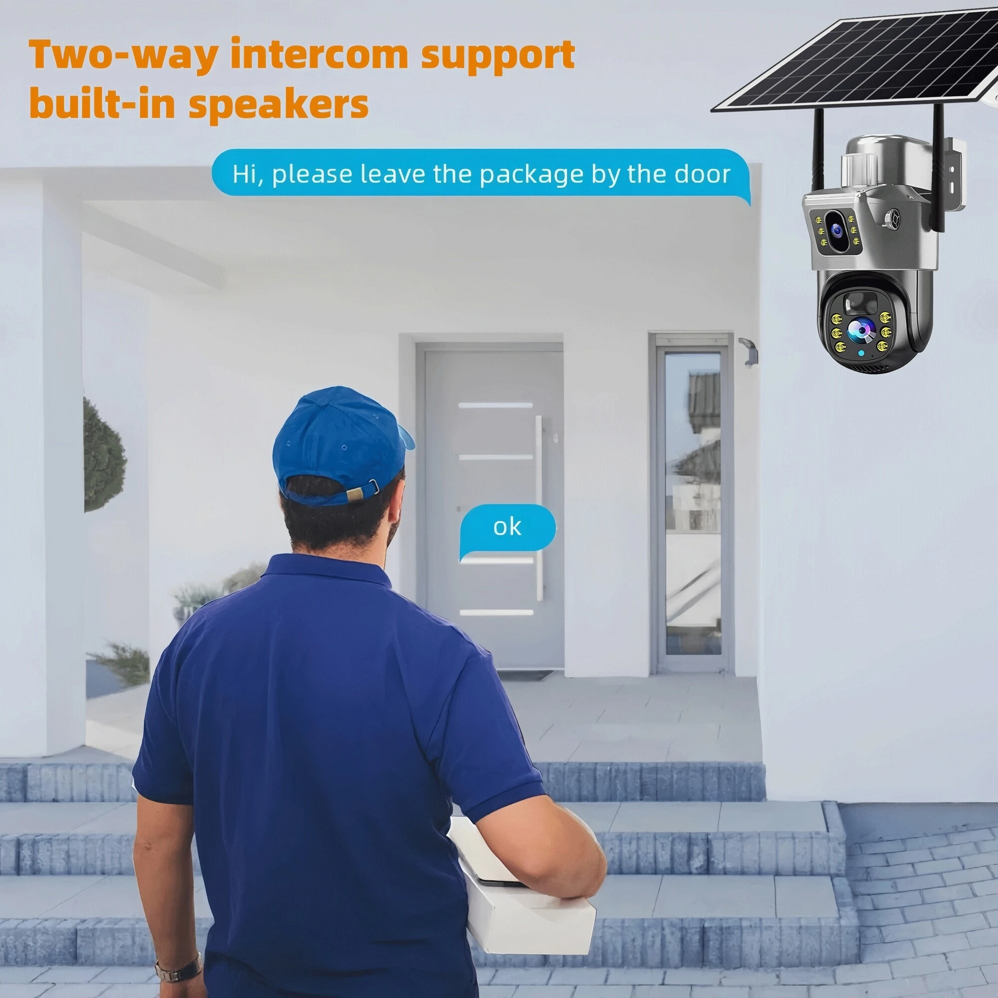 SWVW WIFI Solar Camera Dual Lens Outdoor 8MP 4K 10X Zoom Low Power