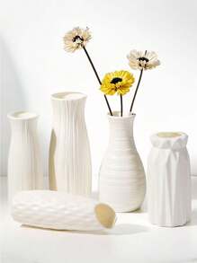 1pc Plastic Flower Vase, Made Of PP Anti-Falling Material, Table Centerpiece Vase, Indoor Decor, Looks Like Ceramic But Is Plastic - Multicolor - View 4