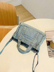 兒童雙把手方包牛仔 - 藍色 - 查看 6