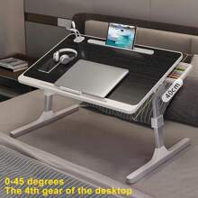 Laptop Bed Tray Table, Height Angle Adjustable Laptop Bed Stand, Portable Lap Desk With Foldable Legs, Foldable Lap Tablet Table For Sofa Couch - Black - View 2