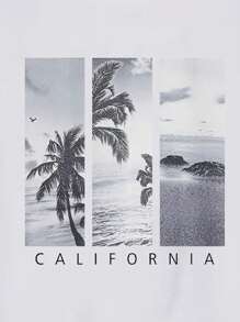 Men's Tropical Print T-Shirt - White - View 7