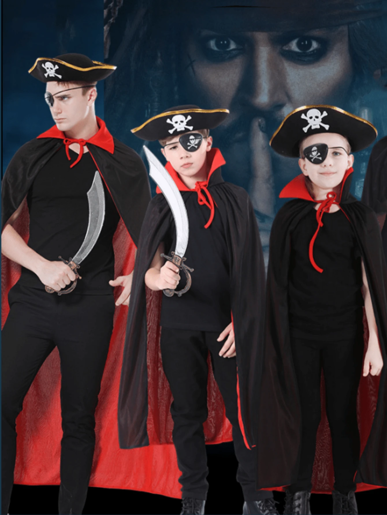 Piratenumhang für Kinder, Cosplay-Kostüm, Abenteuer-Kapuzenrobe für Kinder für Rollenspiele - Verschiedenfarbig - Übersicht 1