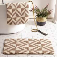 1pc Diamond Shape ,Simple And Fashionable Faux Cashmere Carpet Floor Mat Soft & Non-Slip,Bath Letter Pattern, Hand Washable For All Seasons, Indoor Use ,Room Decor,For Bathroom,Room,Doors,(Grey/Black/Light Brown) Home Bathroom Decor Bath Rug Outdoor Rug Door Mat Fall Decor Bathroom Accessories Back To School