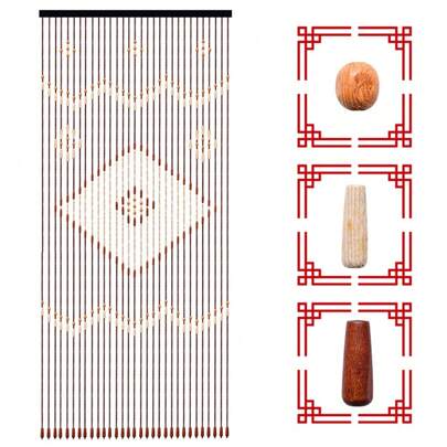 90*190cm Wooden Beaded Bamboo Door Curtain Summer Blind Fly Mosquito Screen
