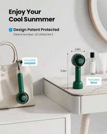 Gaiatop Mini Portable Fan, Powerful Handheld Fan, Cute Design 3 Speed Personal Small Desk Fan With Base, Lightweight Makeup USB Rechargeable Fan For Stylish Girl Women Travel Indoor Outdoor Pink - xanh quân đội - Xem 2