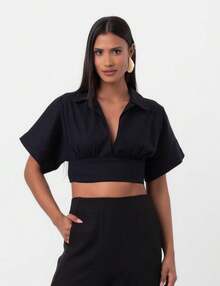 Black Linen Blouse In Pequiá - 黑色 - 查看 1