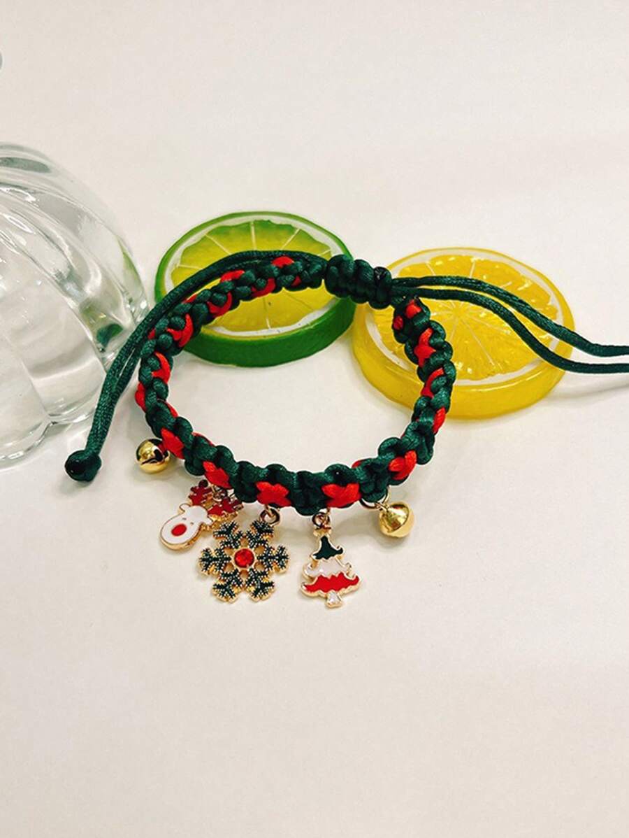 1 件圣诞宠物项圈装饰配件，带铃铛和领结 - 彩色 - 查看 1