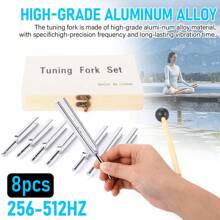 OUR ADVENTURE BOOK A Set Of Professional Tuning Forks, Yoga Tuning Forks, Guitar, Piano, Violin, Erhu Instrument, Tuning Fork Teaching, Professional Steel Fork, Ear Picking, Round, 9-Piece Set, Steel With Wooden Box And Mallet - Silver - View 6