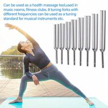 OUR ADVENTURE BOOK A Set Of Professional Tuning Forks, Yoga Tuning Forks, Guitar, Piano, Violin, Erhu Instrument, Tuning Fork Teaching, Professional Steel Fork, Ear Picking, Round, 9-Piece Set, Steel With Wooden Box And Mallet - Silver - View 7