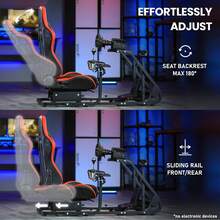 Minneer Adjustable Racing Simulator Cockpit Frame With Gear Shifter Mount Fit For G29,G920,G923 With Red Seat Steering Wheel Stand Not Included Steering Wheel, Pedal & Shifter - Red - View 6