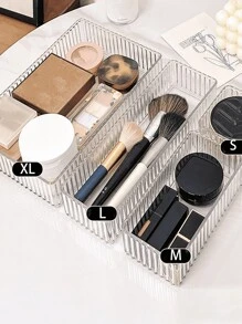 6pcs Wavy Transparent Cosmetics Storage Box Set, Desktop Storage Box, Stackable Storage Box, Bedroom Decoration, Holiday Decoration, Room Decoration, Home Decoration Storage Box - Multicolor - View 5