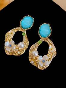 Andkiss 水鑽和花朵裝飾耳環 - 彩色 - 查看 2