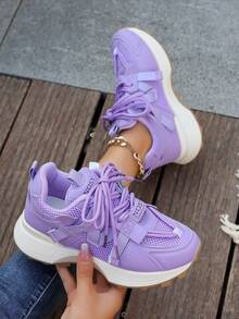 女士时尚新款百搭休闲运动鞋 - 紫色 - 查看 3