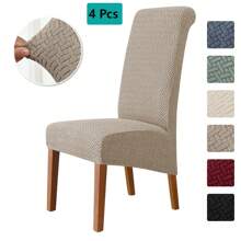 Pokrowce na krzesła do jadalni Zestaw 4 pokrowców na krzesła Pokrowce na krzesła do jadalni Elastyczne pokrowce na krzesła kuchenne Parsons, beżowe, XL Pokrowce na krzesła do jadalni Elastyczne pokrowce na krzesła z wysokim oparciem z żakardu do salonu Kuchnia Możliwość prania w pralce