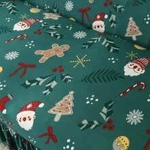 1 件圣诞风格荷叶边沙发套，弹力拉伸沙发套，适合卧室和客厅，四季皆宜 - 綠色 - 查看 9