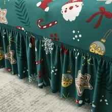 1 件圣诞风格荷叶边沙发套，弹力拉伸沙发套，适合卧室和客厅，四季皆宜 - 綠色 - 查看 10